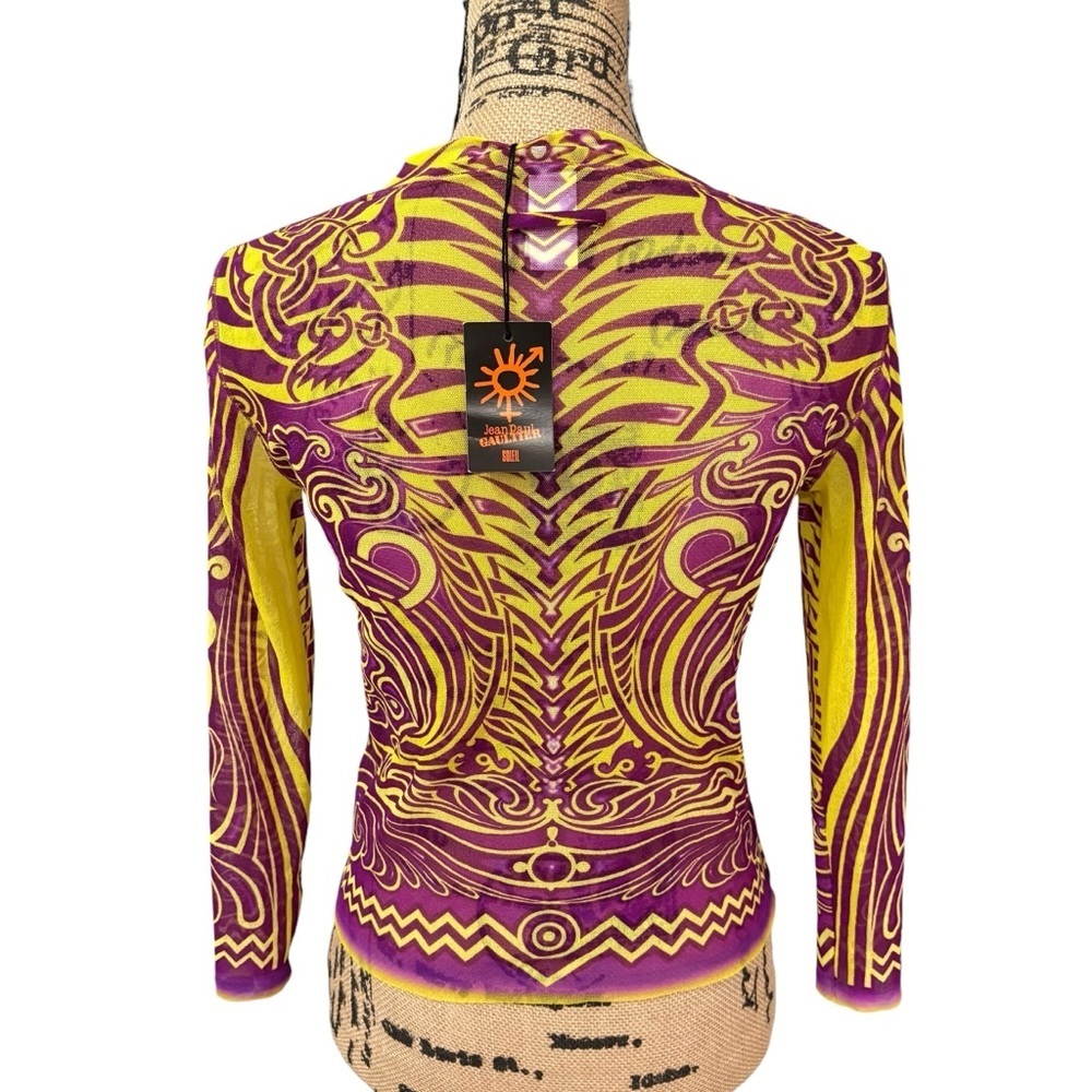 Jean Paul Gaultier Soleil Mesh Long Sleeve Cardigan Button Front Cropped Large - Picture 2 of 13